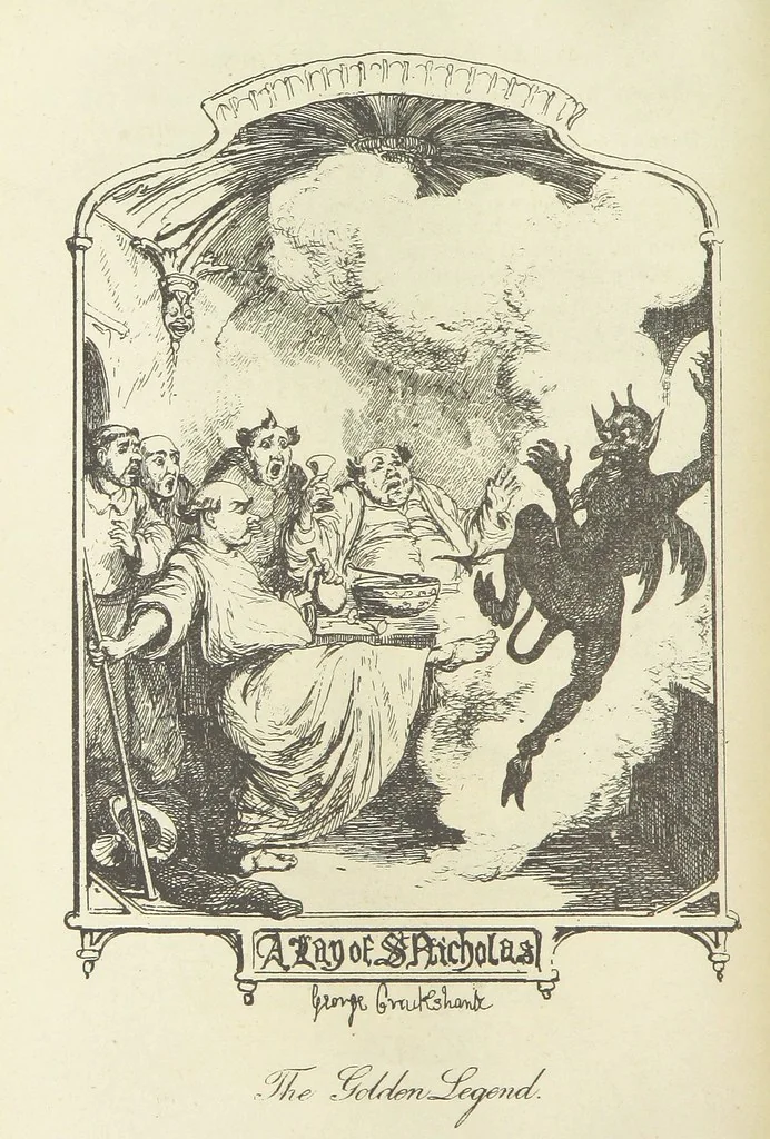 An illustration from The Ingoldsby Legends ... With sixty illustrations by George Cruikshank, John Leech, and John Tenniel, 1893, leaf 76