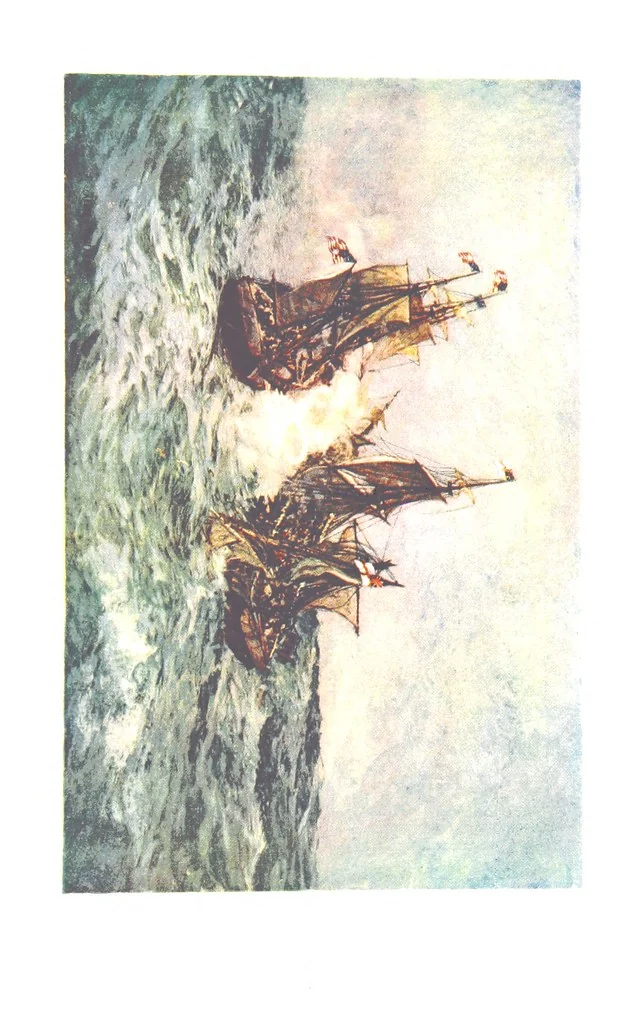 An illustration from Naval Actions of the War of 1812 ... With 21 illustrations in color by C. T. Chapman, 1897, leaf 293