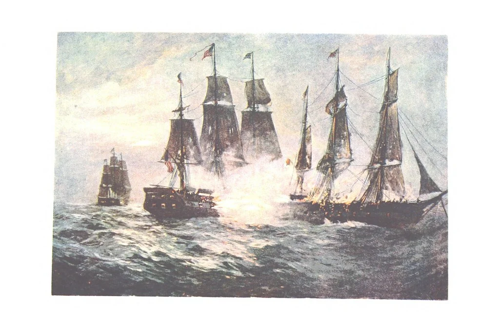 An illustration from Naval Actions of the War of 1812 ... With 21 illustrations in color by C. T. Chapman, 1897, leaf 369