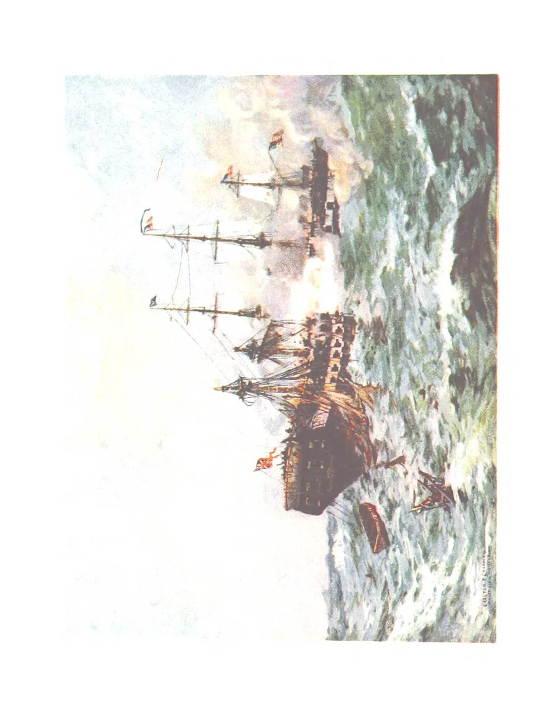 An illustration from Naval Actions of the War of 1812 ... With 21 illustrations in color by C. T. Chapman, 1897, leaf 6