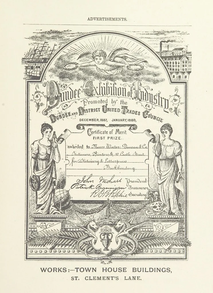 An illustration from The City of Dundee illustrated: containing reminiscences and remarks ... relating to Dundee and neighbourhood, and to certain events ... during the last sixty years, and relating to local government in Scotland ... With views, etc, 1890, leaf 373