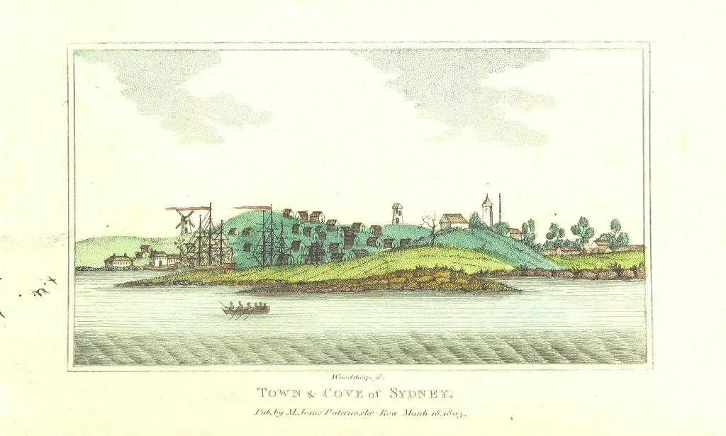 An illustration from The History of New South Wales, including Botany Bay, Port Jackson, Pamaratta [sic], Sydney, and all its dependancies ... with the customs and manners of the natives, and an account of the English colony, from its foundation to the present time ... Enriched with ... coloured prints, 1810, leaf 10