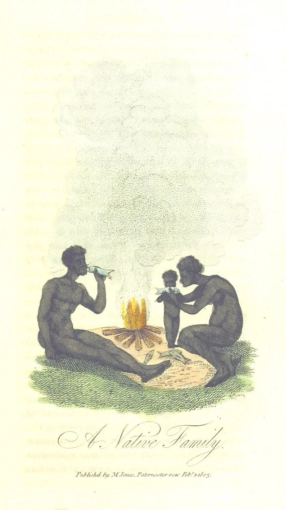 An illustration from The History of New South Wales, including Botany Bay, Port Jackson, Pamaratta [sic], Sydney, and all its dependancies ... with the customs and manners of the natives, and an account of the English colony, from its foundation to the present time ... Enriched with ... coloured prints, 1810, leaf 39