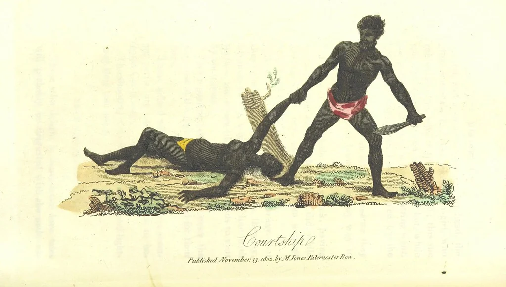 An illustration from The History of New South Wales, including Botany Bay, Port Jackson, Pamaratta [sic], Sydney, and all its dependancies ... with the customs and manners of the natives, and an account of the English colony, from its foundation to the present time ... Enriched with ... coloured prints, 1810, leaf 62