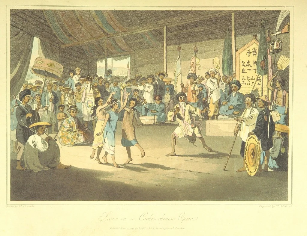 An illustration from A Voyage to Cochin China, in the years 1792, and 1793: containing a general view of the productions, and political importance of this kingdom; and also of such European settlements as were visited on the voyage, with sketches of the manners, character, and condition of their inhabitants. To which is annexed an account of a journey, made in the years 1801 and 1802, to the residence of the chief of the Booshuana nation ... from a manuscript journal [by - Truter] with a chart of the route, etc, 1806, leaf 347