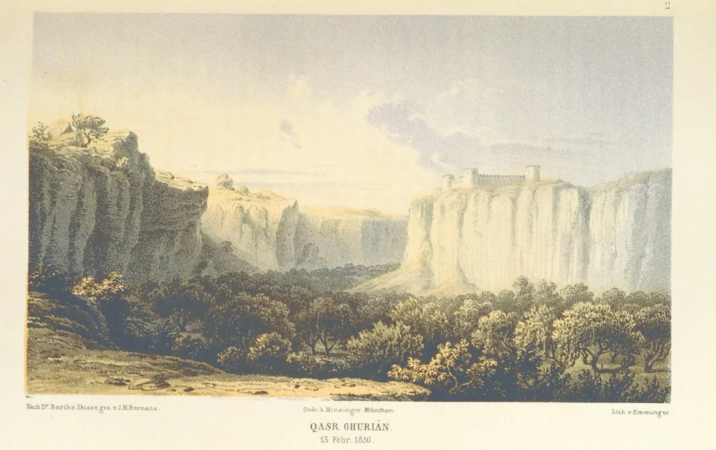 An illustration from Reisen und Entdeckungen in Nord- und Central-Afrika in den Jahren 1849 bis 1855. Von Dr. H. Barth. Tagebuch seiner im Auftrag der Brittischen Regierung unternommenen Reise ... Mit Karten, Holzschnitten und Bildern. L.P, 1857, leaf 109