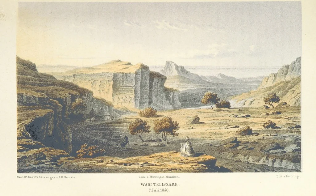 An illustration from Reisen und Entdeckungen in Nord- und Central-Afrika in den Jahren 1849 bis 1855. Von Dr. H. Barth. Tagebuch seiner im Auftrag der Brittischen Regierung unternommenen Reise ... Mit Karten, Holzschnitten und Bildern. L.P, 1857, leaf 275