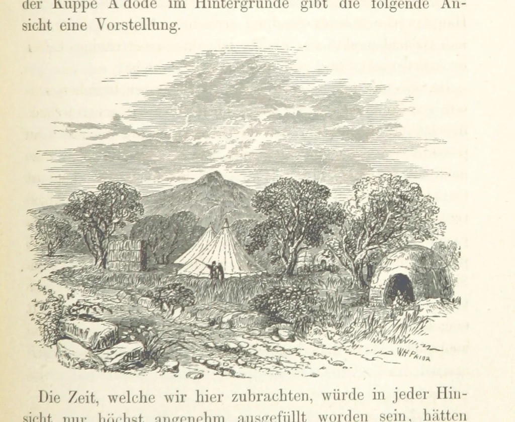 An illustration from Reisen und Entdeckungen in Nord- und Central-Afrika in den Jahren 1849 bis 1855. Von Dr. H. Barth. Tagebuch seiner im Auftrag der Brittischen Regierung unternommenen Reise ... Mit Karten, Holzschnitten und Bildern. L.P, 1857, leaf 629