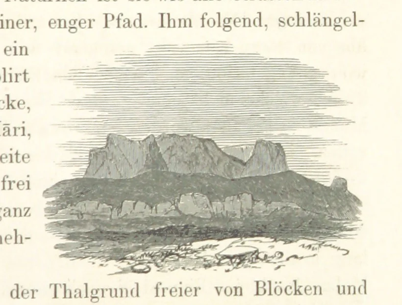 An illustration from Reisen und Entdeckungen in Nord- und Central-Afrika in den Jahren 1849 bis 1855. Von Dr. H. Barth. Tagebuch seiner im Auftrag der Brittischen Regierung unternommenen Reise ... Mit Karten, Holzschnitten und Bildern. L.P, 1857, leaf 651