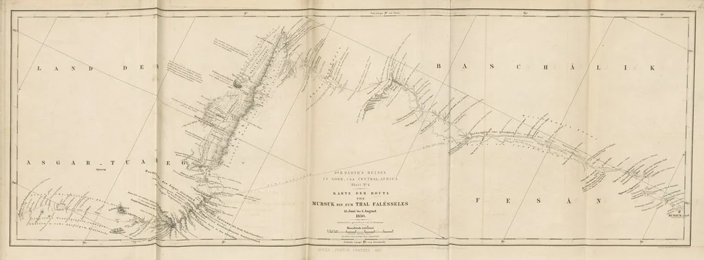 An illustration from Reisen und Entdeckungen in Nord- und Central-Afrika in den Jahren 1849 bis 1855. Von Dr. H. Barth. Tagebuch seiner im Auftrag der Brittischen Regierung unternommenen Reise ... Mit Karten, Holzschnitten und Bildern. L.P, 1857, leaf 719