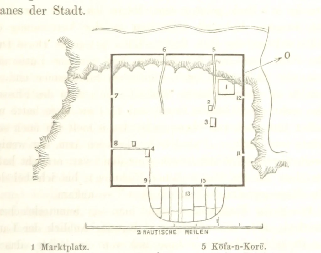 An illustration from Reisen und Entdeckungen in Nord- und Central-Afrika in den Jahren 1849 bis 1855. Von Dr. H. Barth. Tagebuch seiner im Auftrag der Brittischen Regierung unternommenen Reise ... Mit Karten, Holzschnitten und Bildern. L.P, 1857, leaf 215