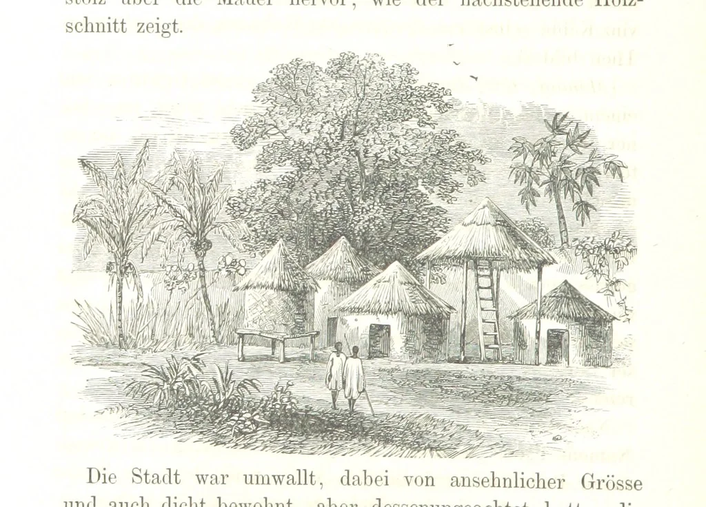 An illustration from Reisen und Entdeckungen in Nord- und Central-Afrika in den Jahren 1849 bis 1855. Von Dr. H. Barth. Tagebuch seiner im Auftrag der Brittischen Regierung unternommenen Reise ... Mit Karten, Holzschnitten und Bildern. L.P, 1857, leaf 244