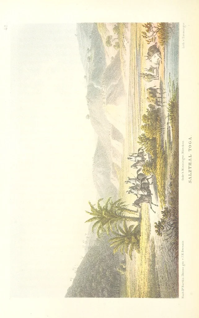 An illustration from Reisen und Entdeckungen in Nord- und Central-Afrika in den Jahren 1849 bis 1855. Von Dr. H. Barth. Tagebuch seiner im Auftrag der Brittischen Regierung unternommenen Reise ... Mit Karten, Holzschnitten und Bildern. L.P, 1857, leaf 262