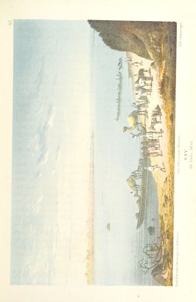 An illustration from Reisen und Entdeckungen in Nord- und Central-Afrika in den Jahren 1849 bis 1855. Von Dr. H. Barth. Tagebuch seiner im Auftrag der Brittischen Regierung unternommenen Reise ... Mit Karten, Holzschnitten und Bildern. L.P, 1857, leaf 279