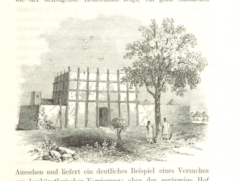 An illustration from Reisen und Entdeckungen in Nord- und Central-Afrika in den Jahren 1849 bis 1855. Von Dr. H. Barth. Tagebuch seiner im Auftrag der Brittischen Regierung unternommenen Reise ... Mit Karten, Holzschnitten und Bildern. L.P, 1857, leaf 293