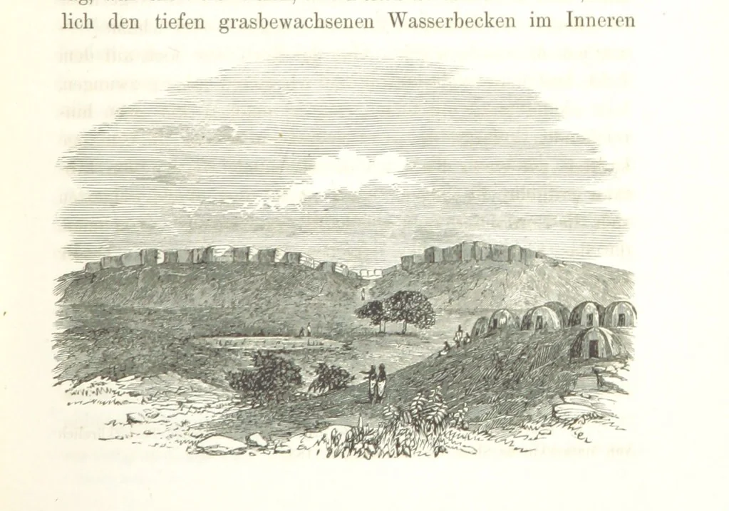 An illustration from Reisen und Entdeckungen in Nord- und Central-Afrika in den Jahren 1849 bis 1855. Von Dr. H. Barth. Tagebuch seiner im Auftrag der Brittischen Regierung unternommenen Reise ... Mit Karten, Holzschnitten und Bildern. L.P, 1857, leaf 355