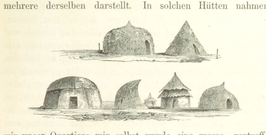 An illustration from Reisen und Entdeckungen in Nord- und Central-Afrika in den Jahren 1849 bis 1855. Von Dr. H. Barth. Tagebuch seiner im Auftrag der Brittischen Regierung unternommenen Reise ... Mit Karten, Holzschnitten und Bildern. L.P, 1857, leaf 375