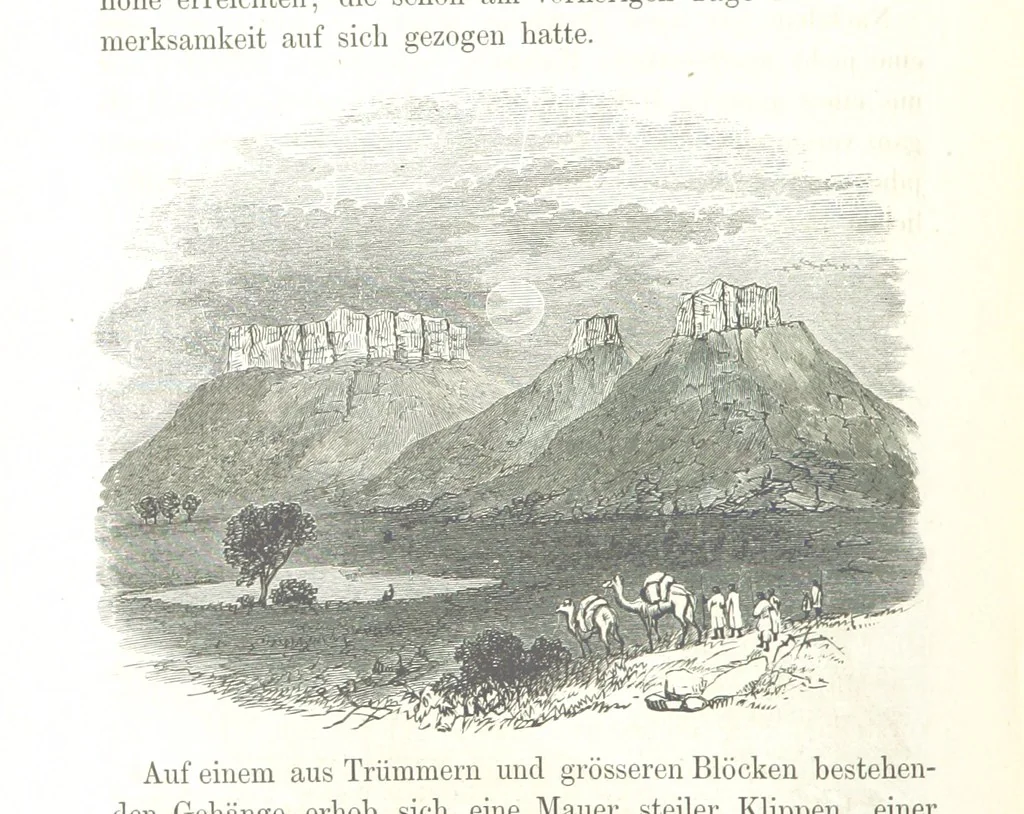 An illustration from Reisen und Entdeckungen in Nord- und Central-Afrika in den Jahren 1849 bis 1855. Von Dr. H. Barth. Tagebuch seiner im Auftrag der Brittischen Regierung unternommenen Reise ... Mit Karten, Holzschnitten und Bildern. L.P, 1857, leaf 380