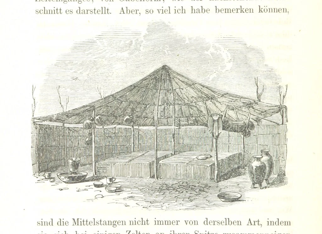 An illustration from Reisen und Entdeckungen in Nord- und Central-Afrika in den Jahren 1849 bis 1855. Von Dr. H. Barth. Tagebuch seiner im Auftrag der Brittischen Regierung unternommenen Reise ... Mit Karten, Holzschnitten und Bildern. L.P, 1857, leaf 386