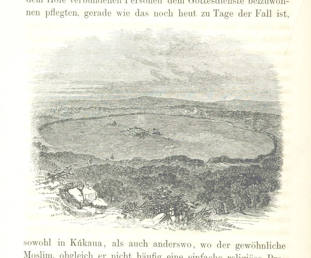 An illustration from Reisen und Entdeckungen in Nord- und Central-Afrika in den Jahren 1849 bis 1855. Von Dr. H. Barth. Tagebuch seiner im Auftrag der Brittischen Regierung unternommenen Reise ... Mit Karten, Holzschnitten und Bildern. L.P, 1857, leaf 44