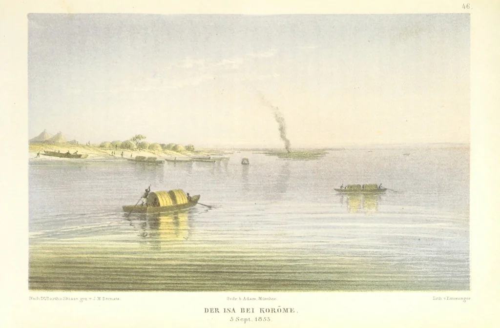 An illustration from Reisen und Entdeckungen in Nord- und Central-Afrika in den Jahren 1849 bis 1855. Von Dr. H. Barth. Tagebuch seiner im Auftrag der Brittischen Regierung unternommenen Reise ... Mit Karten, Holzschnitten und Bildern. L.P, 1857, leaf 441