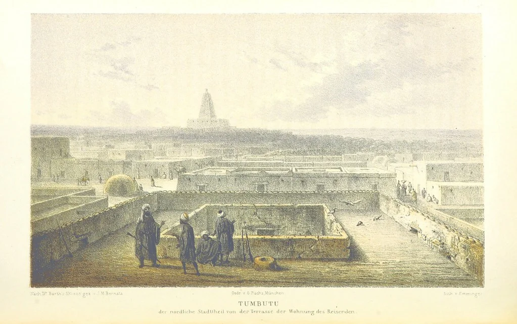 An illustration from Reisen und Entdeckungen in Nord- und Central-Afrika in den Jahren 1849 bis 1855. Von Dr. H. Barth. Tagebuch seiner im Auftrag der Brittischen Regierung unternommenen Reise ... Mit Karten, Holzschnitten und Bildern. L.P, 1857, leaf 498