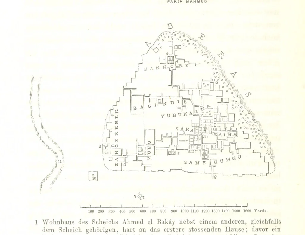 An illustration from Reisen und Entdeckungen in Nord- und Central-Afrika in den Jahren 1849 bis 1855. Von Dr. H. Barth. Tagebuch seiner im Auftrag der Brittischen Regierung unternommenen Reise ... Mit Karten, Holzschnitten und Bildern. L.P, 1857, leaf 536