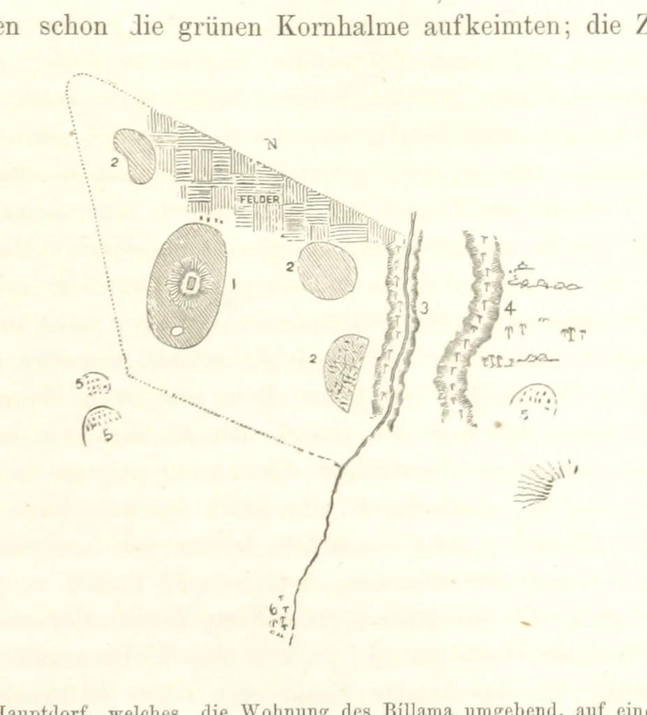 An illustration from Reisen und Entdeckungen in Nord- und Central-Afrika in den Jahren 1849 bis 1855. Von Dr. H. Barth. Tagebuch seiner im Auftrag der Brittischen Regierung unternommenen Reise ... Mit Karten, Holzschnitten und Bildern. L.P, 1857, leaf 89