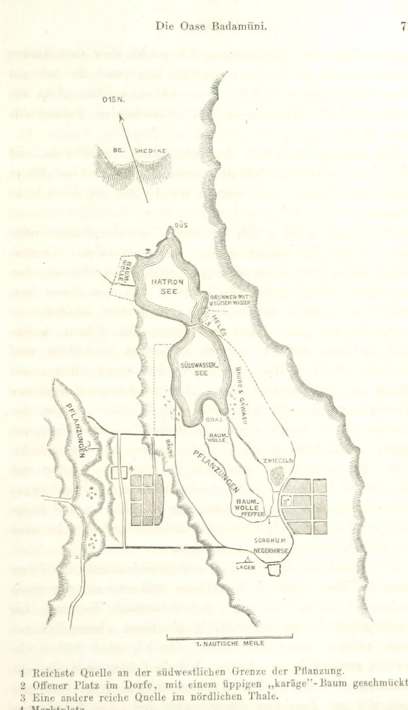 An illustration from Reisen und Entdeckungen in Nord- und Central-Afrika in den Jahren 1849 bis 1855. Von Dr. H. Barth. Tagebuch seiner im Auftrag der Brittischen Regierung unternommenen Reise ... Mit Karten, Holzschnitten und Bildern. L.P, 1857, leaf 99