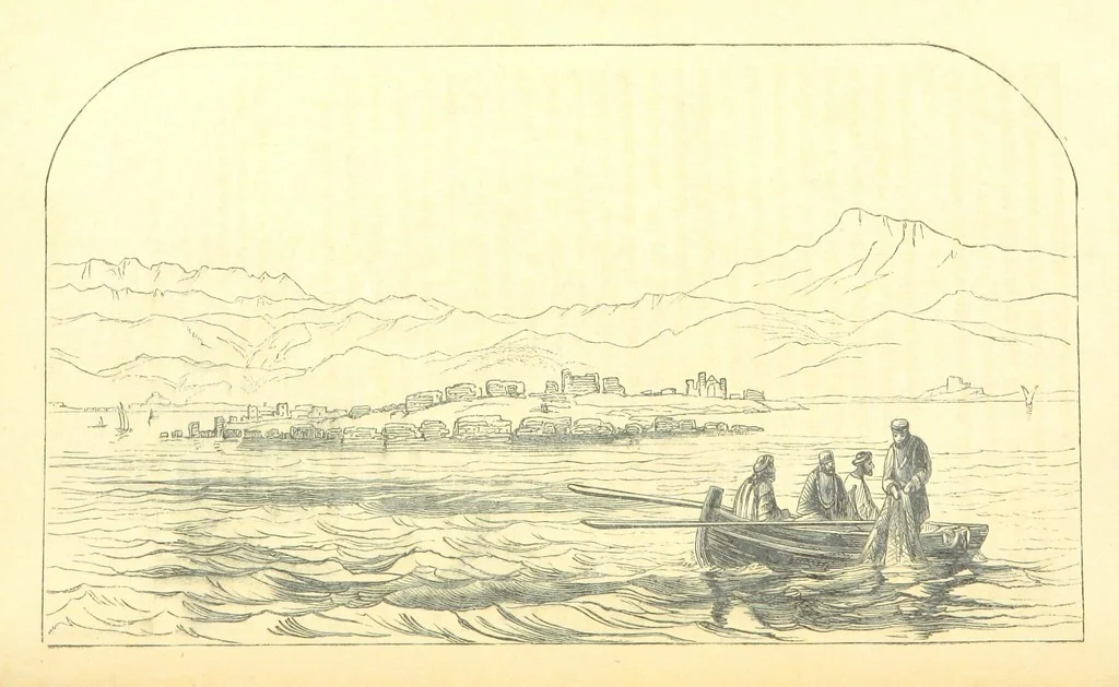 An illustration from A Pilgrimage through the Holy Land, explanatory of the Diorama of Jerusalem and the Holy Land, painted under the direction of Mr. W. Beverly, from original sketches ... by Mr. W. H. Bartlett. [With illustrations, 1850, leaf 49