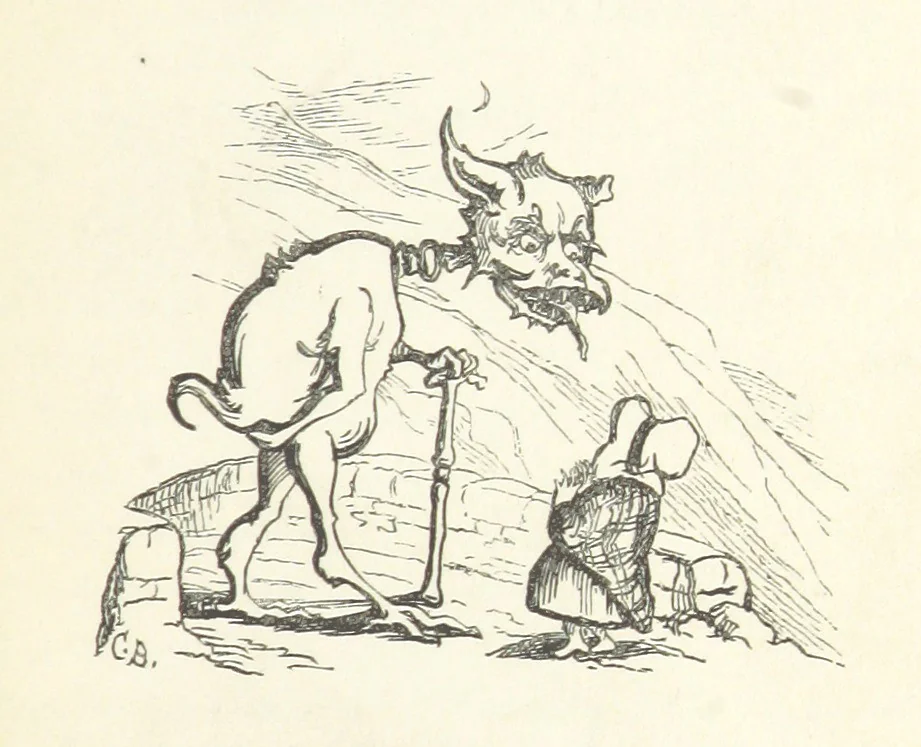 An illustration from The White Wife; with other stories, supernatural, romantic and legendary; collected and illustrated by Cuthbert Bede, 1865, leaf 11