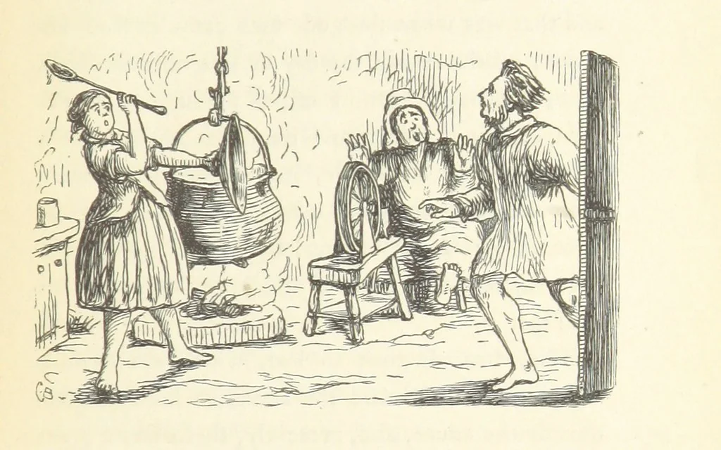 An illustration from The White Wife; with other stories, supernatural, romantic and legendary; collected and illustrated by Cuthbert Bede, 1865, leaf 113