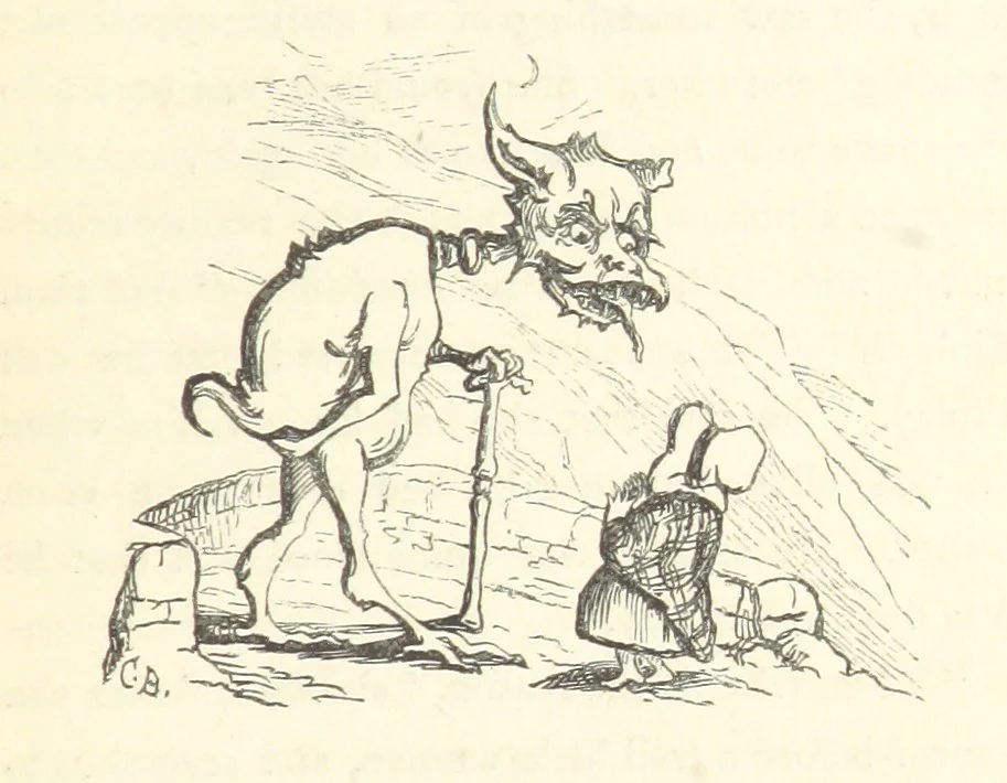 An illustration from The White Wife; with other stories, supernatural, romantic and legendary; collected and illustrated by Cuthbert Bede, 1865, leaf 151