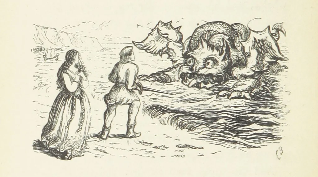 An illustration from The White Wife; with other stories, supernatural, romantic and legendary; collected and illustrated by Cuthbert Bede, 1865, leaf 44