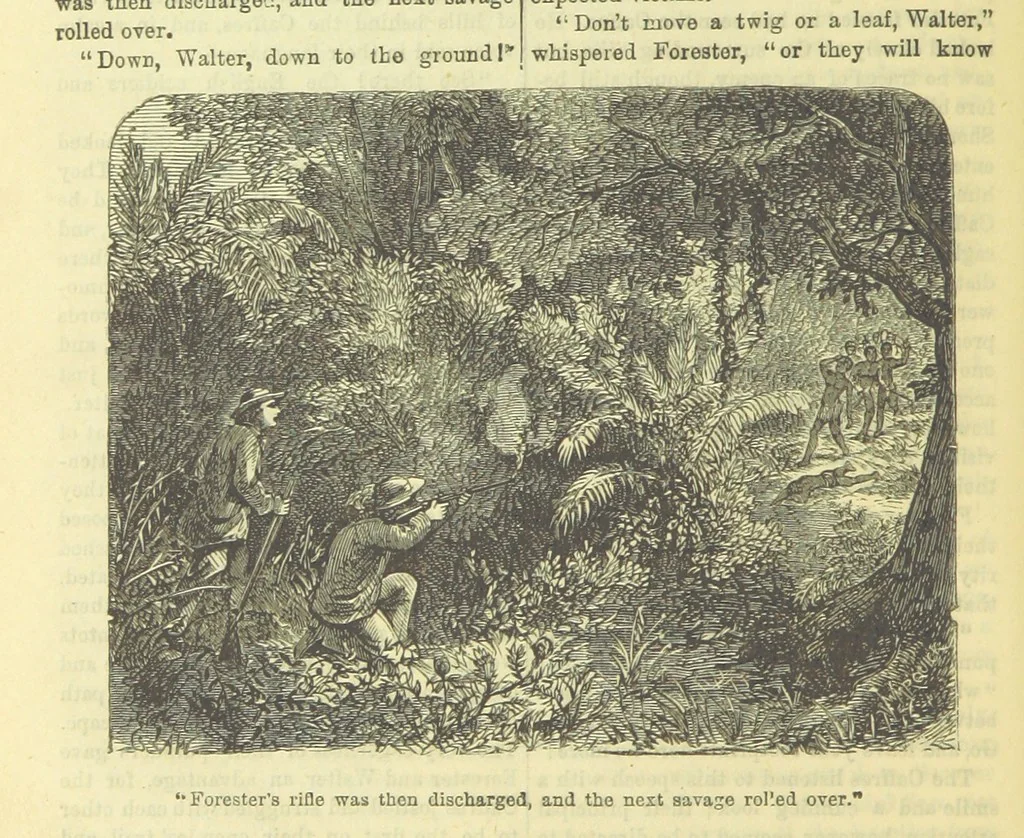 An illustration from Beeton's Brave Tales, Bold Ballads, and Travels and Perils by Land and Sea. Illustrated ... Edited by S. O. Beeton, 1872, leaf 1150