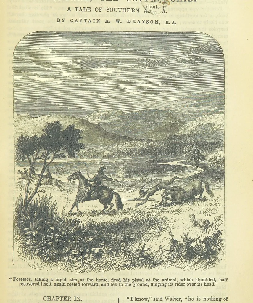 An illustration from Beeton's Brave Tales, Bold Ballads, and Travels and Perils by Land and Sea. Illustrated ... Edited by S. O. Beeton, 1872, leaf 347