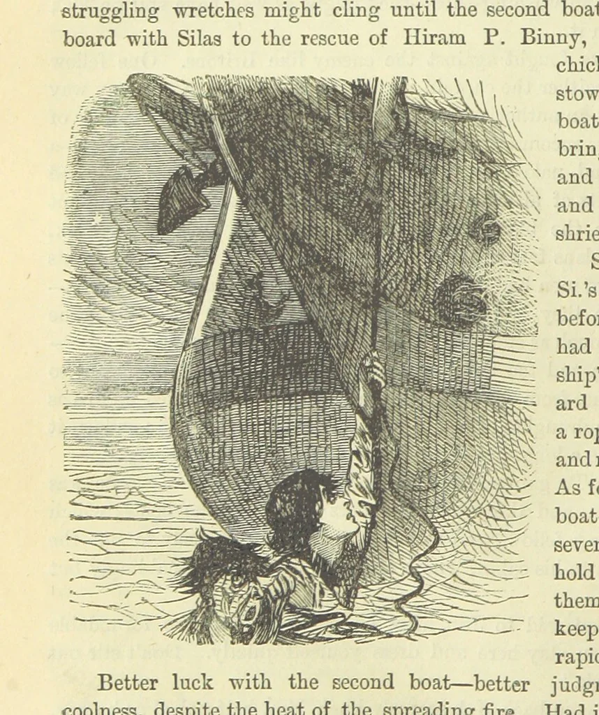 An illustration from Beeton's Brave Tales, Bold Ballads, and Travels and Perils by Land and Sea. Illustrated ... Edited by S. O. Beeton, 1872, leaf 444