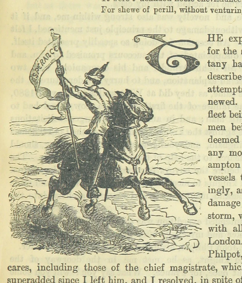 An illustration from Beeton's Brave Tales, Bold Ballads, and Travels and Perils by Land and Sea. Illustrated ... Edited by S. O. Beeton, 1872, leaf 663