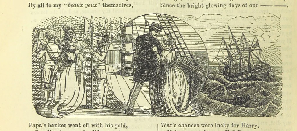 An illustration from Beeton's Brave Tales, Bold Ballads, and Travels and Perils by Land and Sea. Illustrated ... Edited by S. O. Beeton, 1872, leaf 694