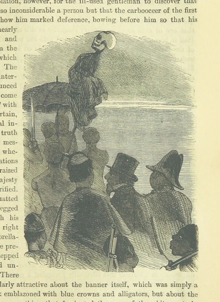 An illustration from Beeton's Brave Tales, Bold Ballads, and Travels and Perils by Land and Sea. Illustrated ... Edited by S. O. Beeton, 1872, leaf 739