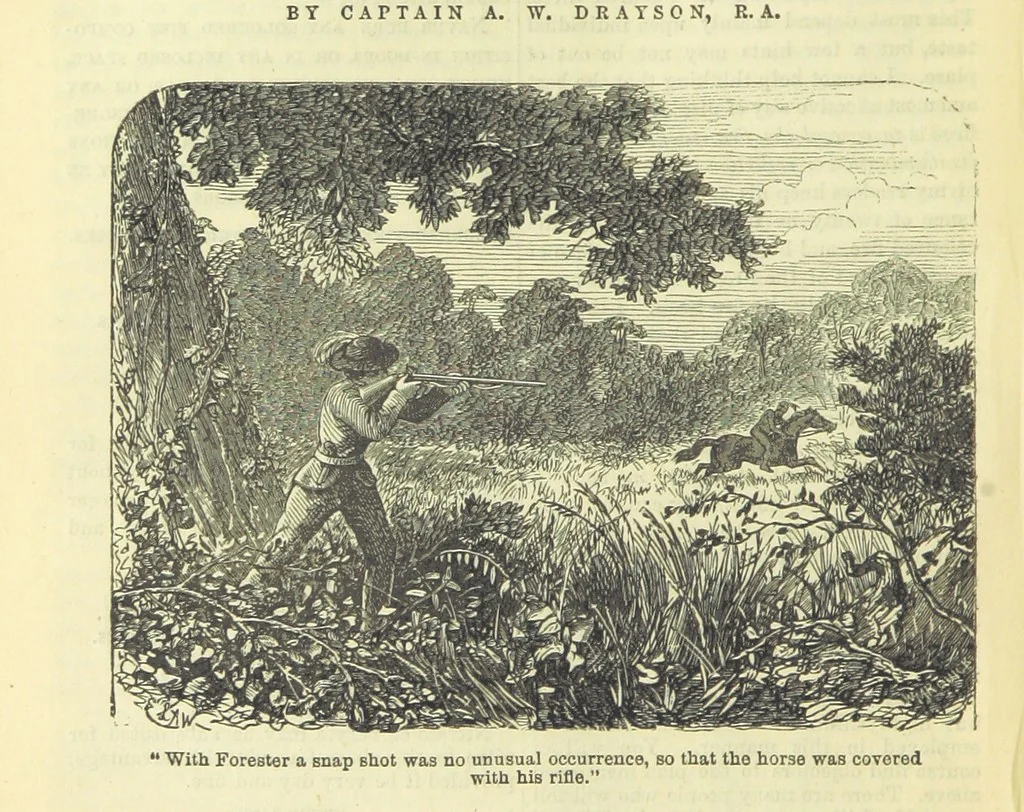 An illustration from Beeton's Brave Tales, Bold Ballads, and Travels and Perils by Land and Sea. Illustrated ... Edited by S. O. Beeton, 1872, leaf 772