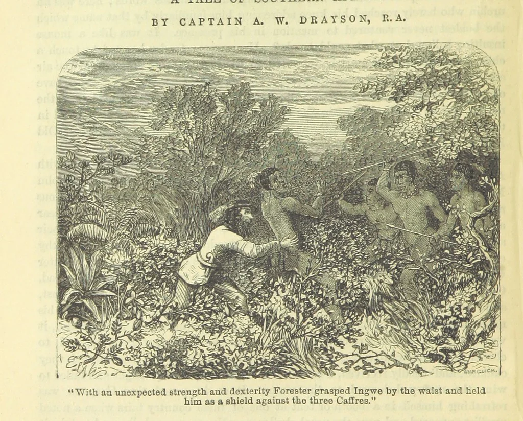 An illustration from Beeton's Brave Tales, Bold Ballads, and Travels and Perils by Land and Sea. Illustrated ... Edited by S. O. Beeton, 1872, leaf 824