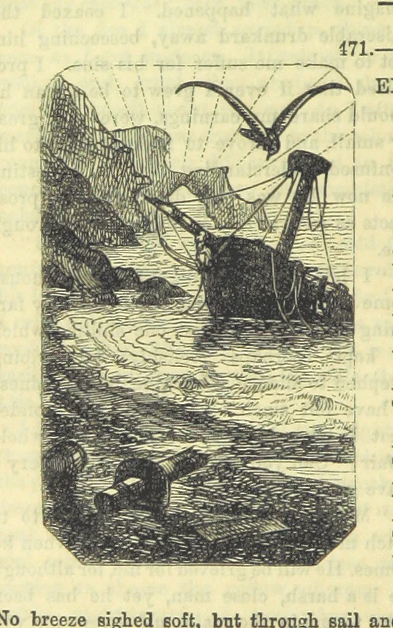 An illustration from Beeton's Brave Tales, Bold Ballads, and Travels and Perils by Land and Sea. Illustrated ... Edited by S. O. Beeton, 1872, leaf 862