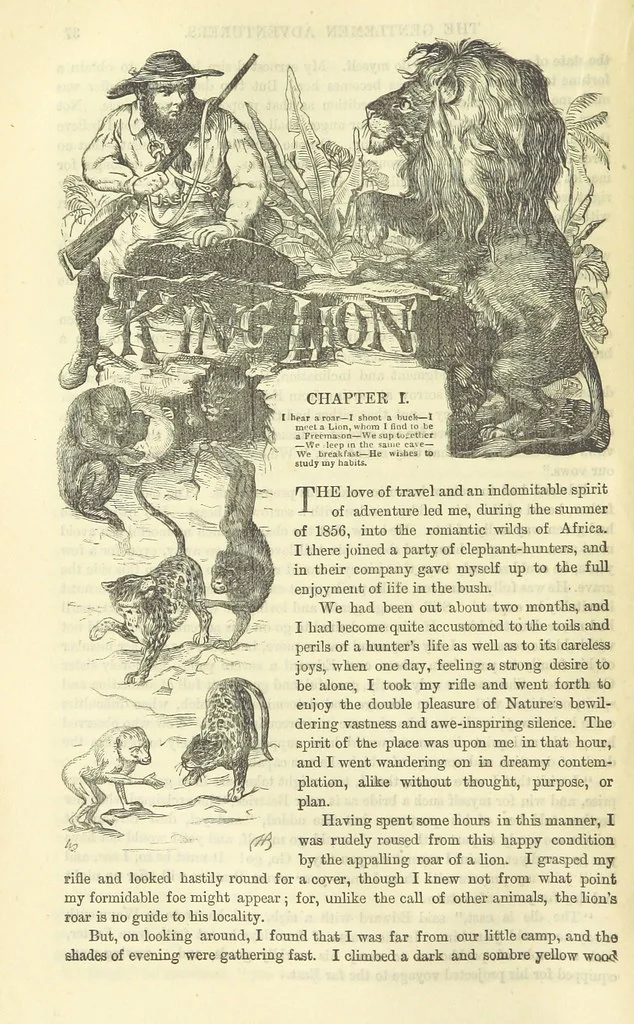 An illustration from Beeton's Historical Romances, Daring Deeds, and Animal Stories. Illustrated, etc, 1871, leaf 54