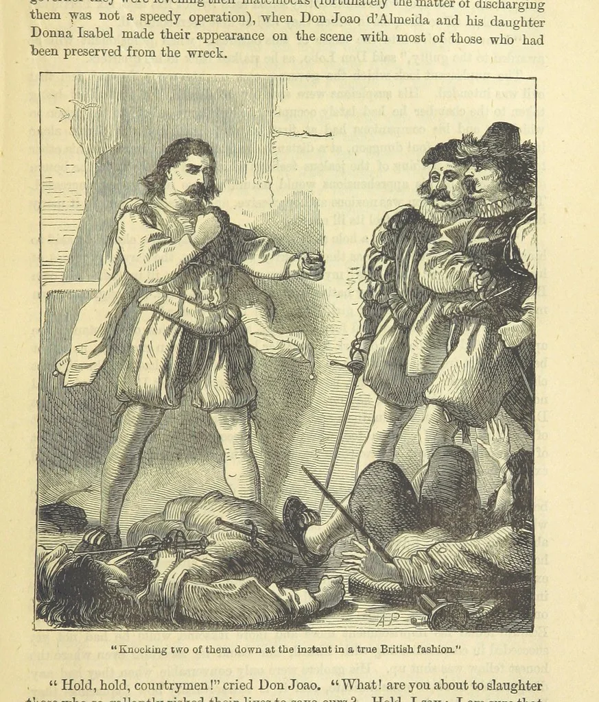 An illustration from Beeton's Historical Romances, Daring Deeds, and Animal Stories. Illustrated, etc, 1871, leaf 555