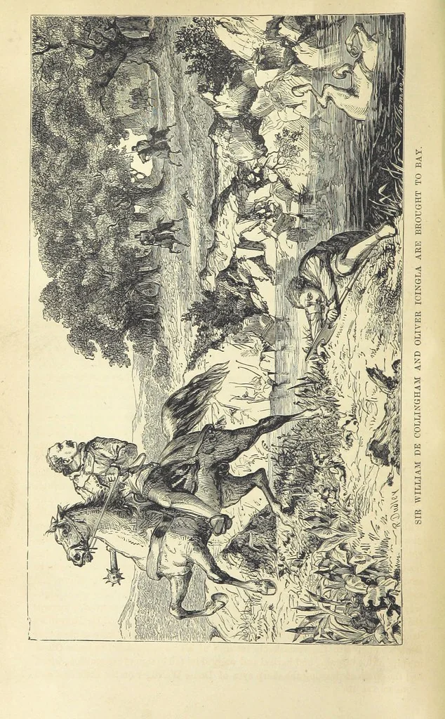 An illustration from Beeton's Historical Romances, Daring Deeds, and Animal Stories. Illustrated, etc, 1871, leaf 678