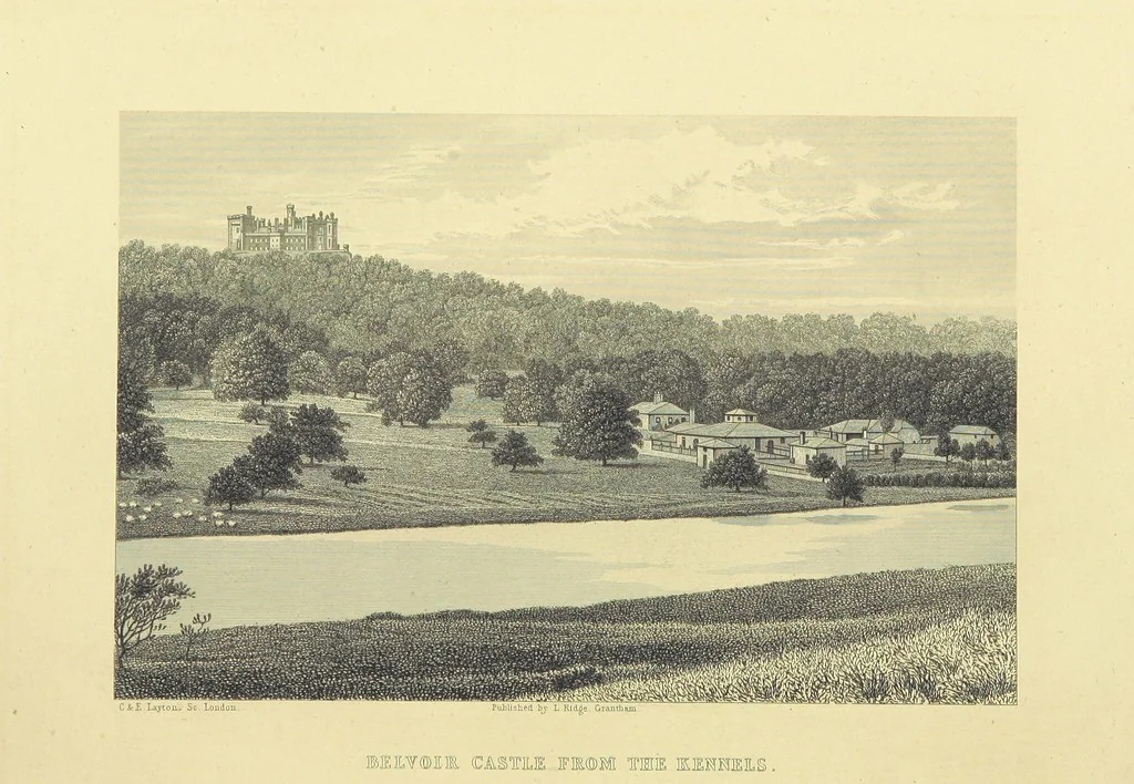 An illustration from Lays of the Belvoir Hunt, 1874, leaf 8