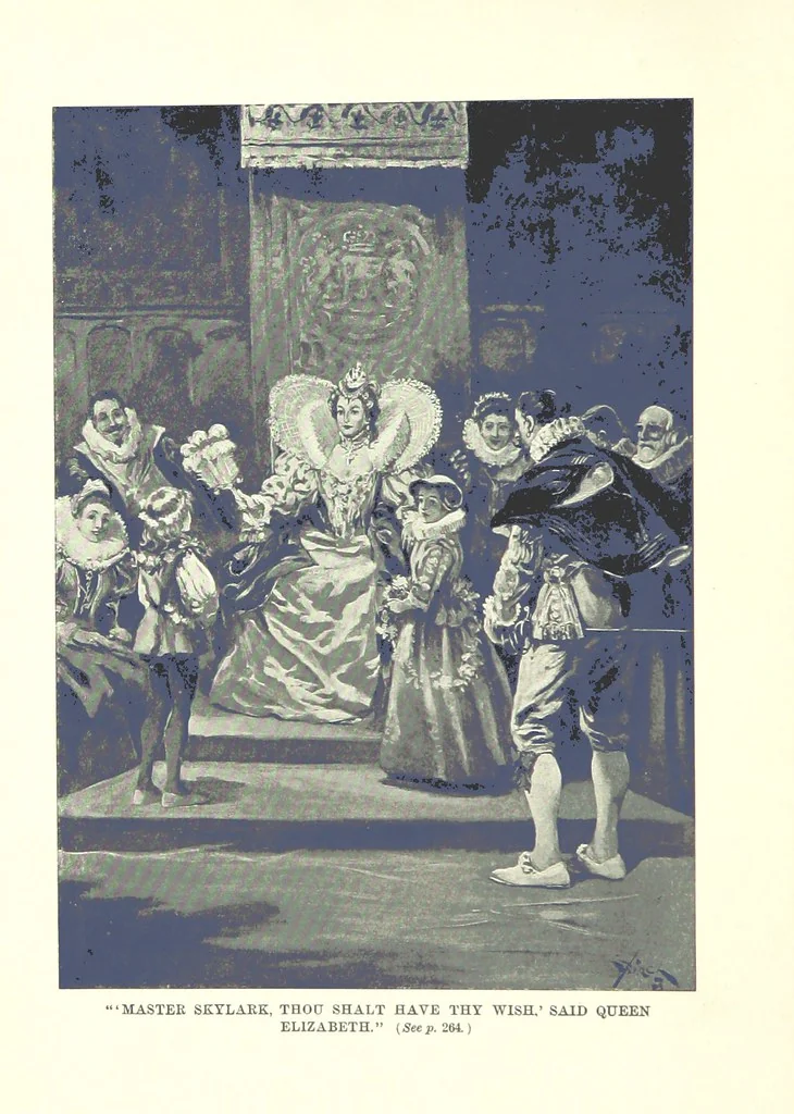 An illustration from Master Skylark. A story of Shakspere's time ... Illustrations by R. B. Birch, 1897, leaf 10