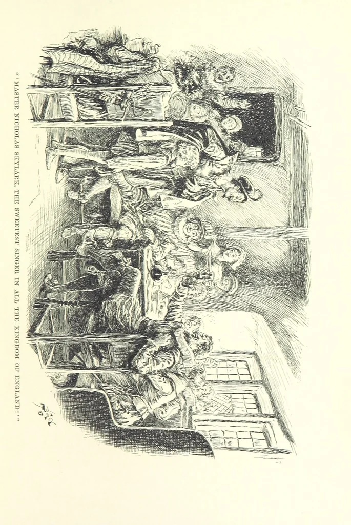 An illustration from Master Skylark. A story of Shakspere's time ... Illustrations by R. B. Birch, 1897, leaf 83