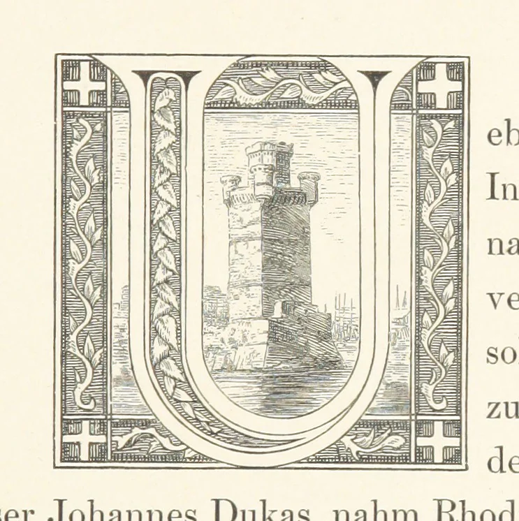 An illustration from Die Insel Rhodus, aus eigener Anschauung und nach den vorhandenen Quellen historisch, geographisch, archäologisch, malerisch beschrieben und durch Originalradirungen und Holzschnitte nach eigenen Naturstudien und Zeichnungen illustrirt. F.P, 1862, leaf 139